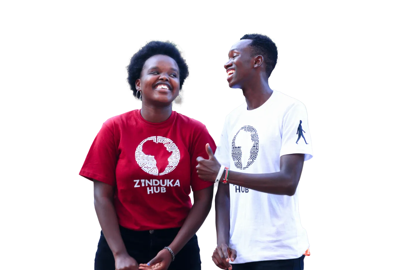 Two Zinduka Hub members sharing a moment together